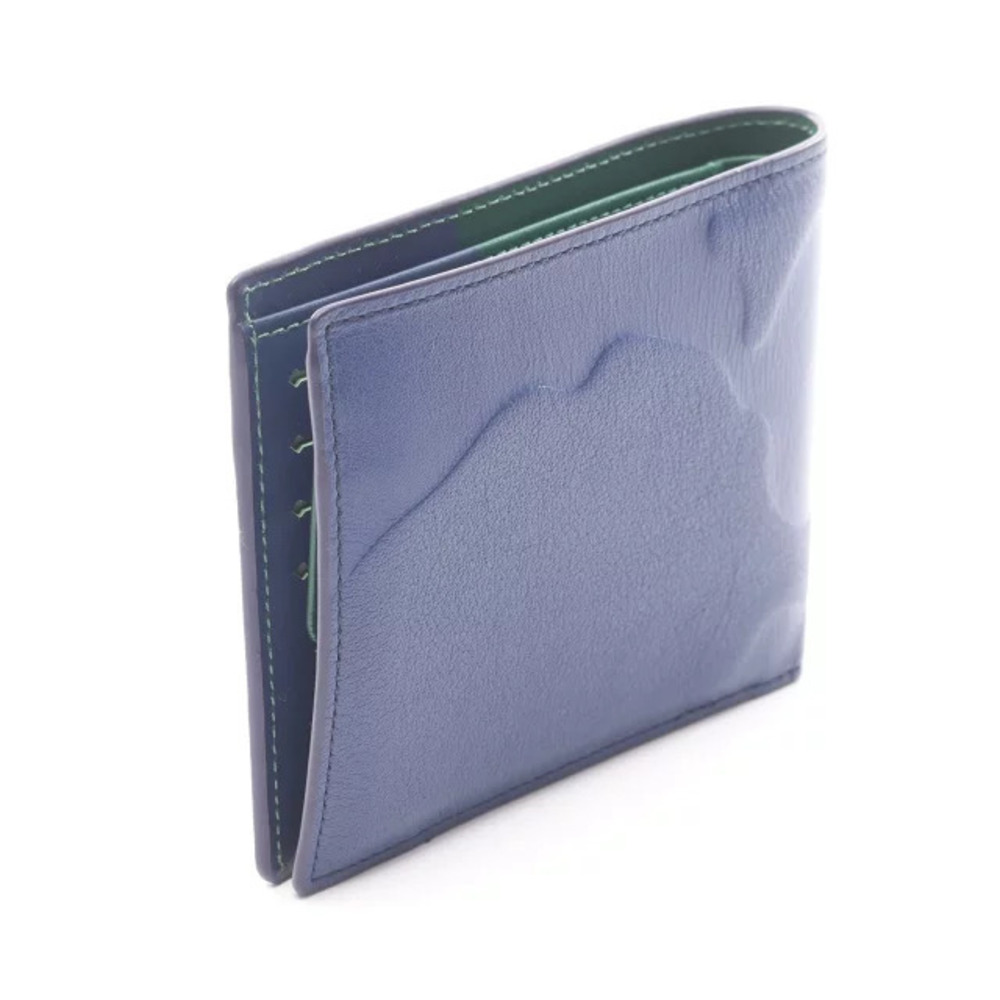 Mcm Wallet Bi Blue Leather Green fold Blue Green